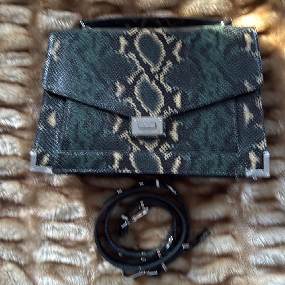 New Kooples Maxi GREEN AND BLACK PYTHON EMILY BAG - Picture 7 of 14